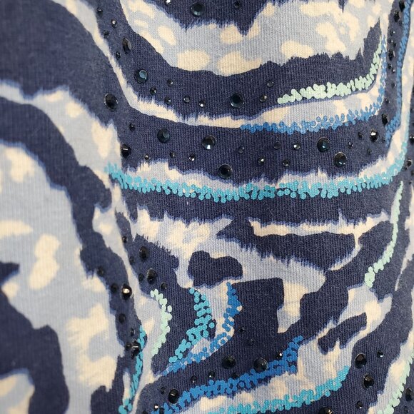Zenergy Chicos 3 Size XL Top Sparkly Bead Lace Embellished Animal Print Stretch - Picture 10 of 12
